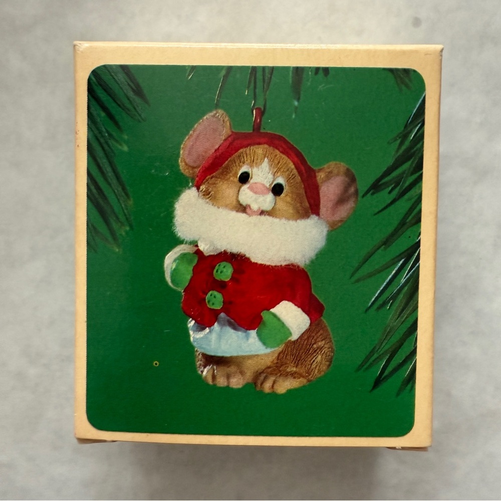 Vintage Hallmark Christmas Mouse Ornament – Warm Winter Mouse –1980's